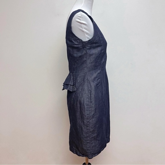 Allure Square Neck Ruffle Back Denim Chambray Mini Sheath Dress Women’s 8 - Picture 2 of 7